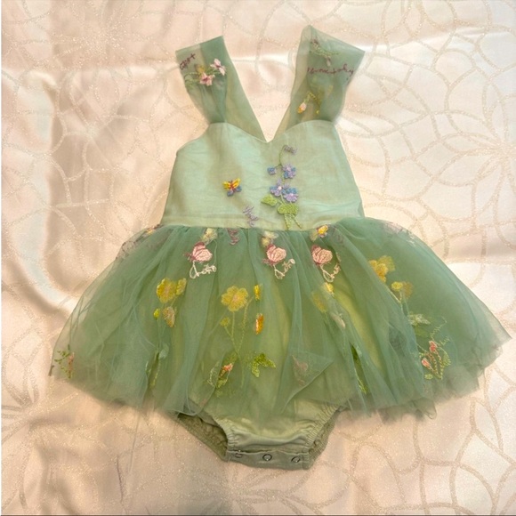Arabella and Rose Sugar Plum Forest Green Romper - Picture 1 of 3